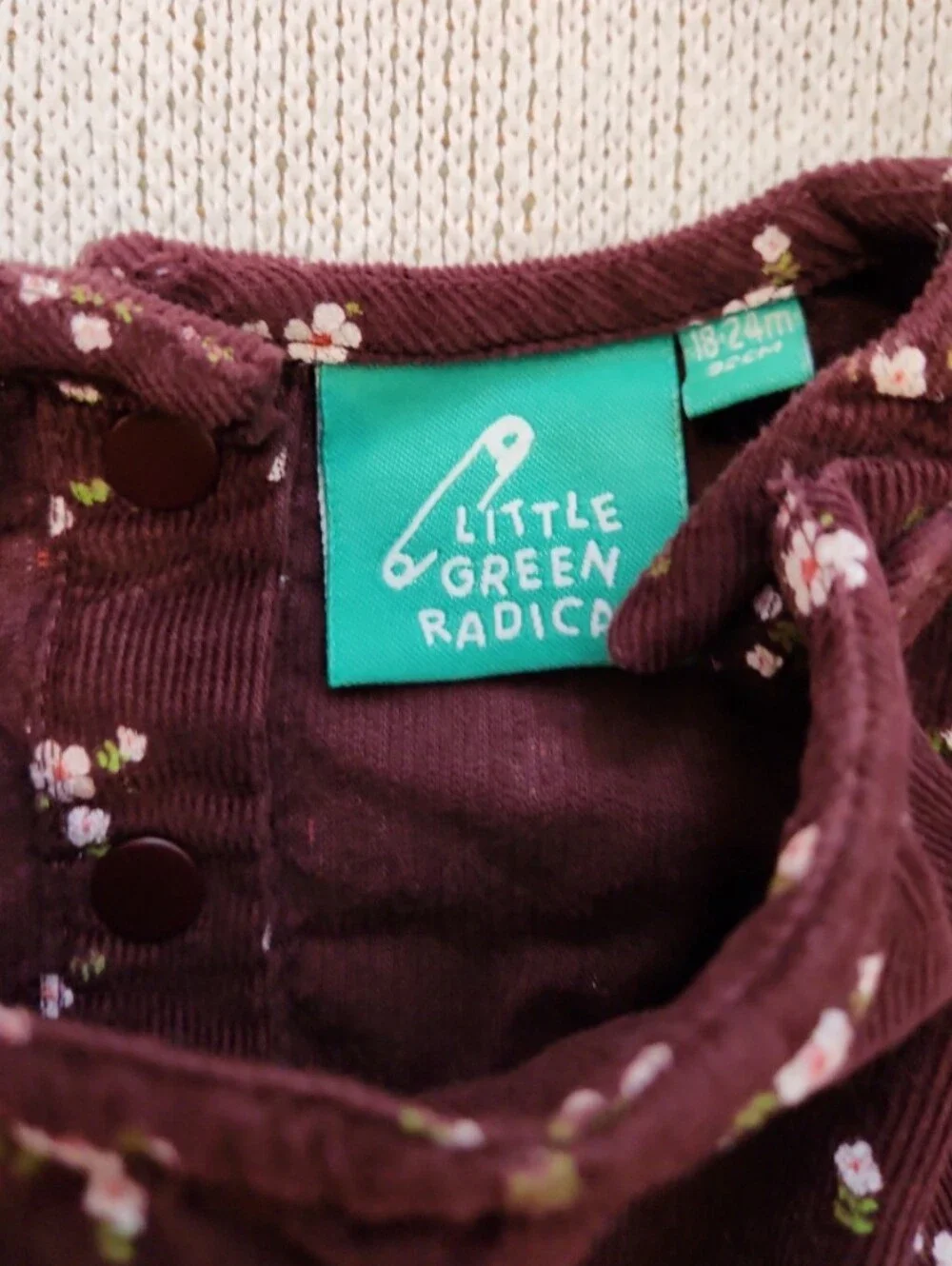 Little green radicals 18-24 months purple floral long sleeves cottagecore dress